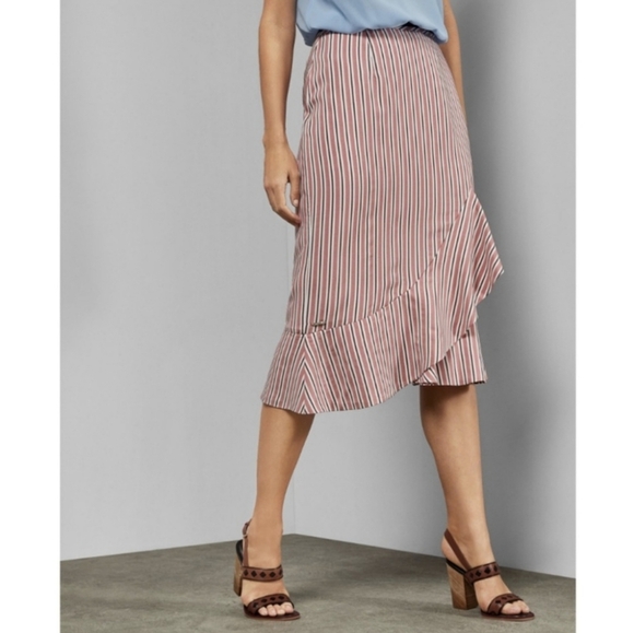 New with tag● TED BAKER ●Pink skirt Size 2 - Fine stripes - Zipper - Ruffled hem - Picture 7 of 16